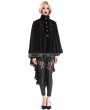 Pentagramme Black Gothic Lace High-Low Cape for Women