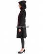 Pentagramme Black Gothic Hooded Double-Breasted Coat for Women