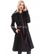 Pentagramme Black Gothic Hooded Double-Breasted Coat for Women