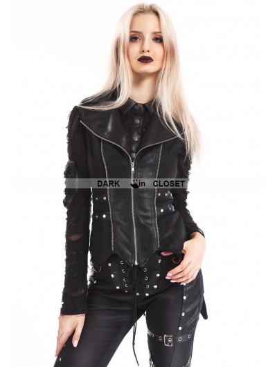 Pentagramme Black Gothic Punk Swallow Tail Waistcoat for Women