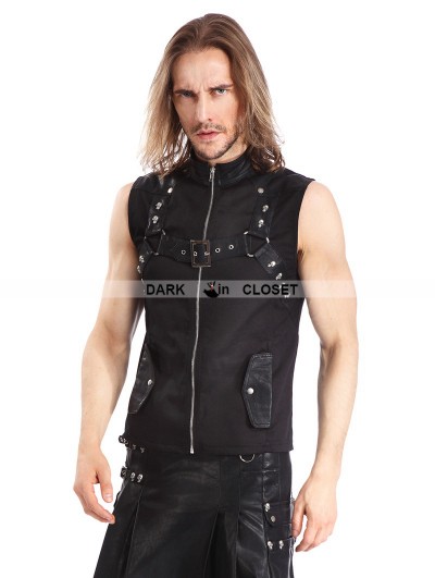 Pentagramme Black Gothic Punk Rock Waistcoat for Men