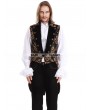 Pentagramme Gold Printing Pattern Gothic Swallow Tail Vest for Men