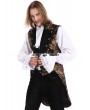 Pentagramme Gold Printing Pattern Gothic Swallow Tail Vest for Men
