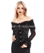 Pentagramme Black Off-the-Shoulder Long Sleeves Gothic Shirt for Women