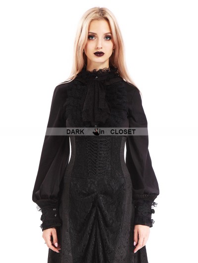 Pentagramme Black Vintage Gothic Bowtie Blouse for Women