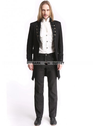 Pentagramme Black Vintage Pattern Gothic Swallow Tail Jacket for Men