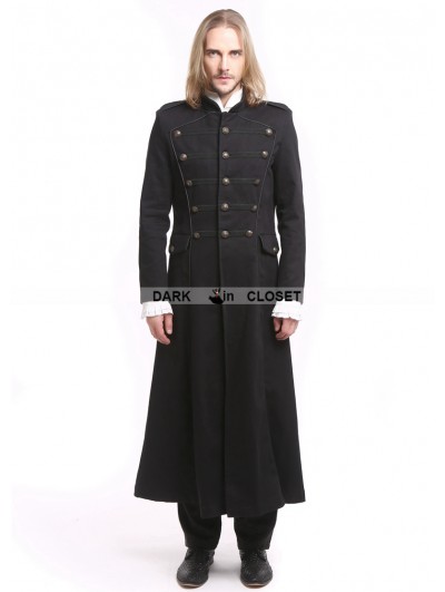 Pentagramme Black Vintage Gothic Long Trench Coat for Men