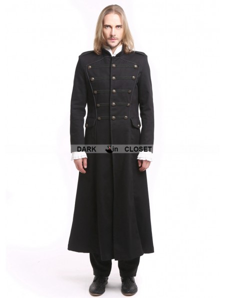 Pentagramme Black Vintage Gothic Long Trench Coat for Men ...