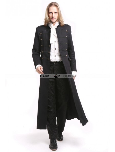 Pentagramme Black Vintage Gothic Long Trench Coat for Men ...