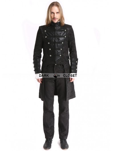 Pentagramme Black Vintage Pattern Gothic Double-Breasted Swallow Tail Jacket for Men