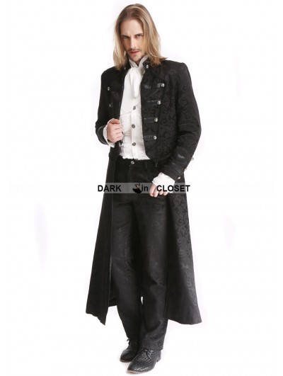 Pentagramme Black Vintage Pattern Gothic Two Wear Double-Breasted Coat for Men