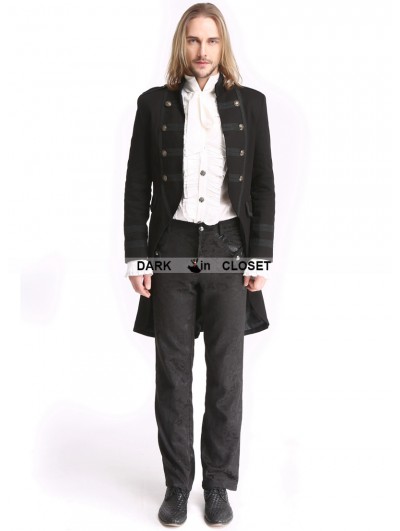 Pentagramme Black Vintage Palace Style Gothic Swallow Tail Jacket for Men