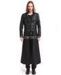 Pentagramme Black PU Leather Gothic Punk Military Style Long Trench Coat for Men