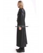 Pentagramme Black PU Leather Gothic Punk Military Style Long Trench Coat for Men