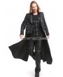 Pentagramme Black PU Leather Gothic Punk Military Style Long Trench Coat for Men