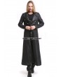 Pentagramme Black PU Leather Gothic Punk Military Style Long Trench Coat for Men