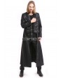 Pentagramme Black PU Leather Gothic Punk Military Style Long Trench Coat for Men