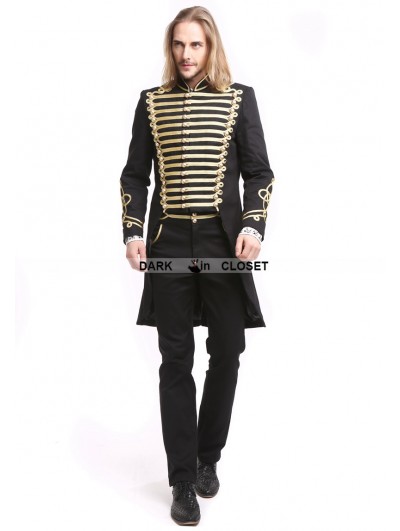 Pentagramme Black Gothic Vintage Palace Style Swallow Tail Coat for Men