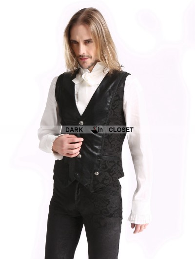 Pentagramme Black Vintage Pattern Gothic Vest for Men