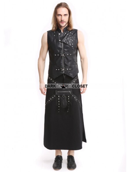 Pentagramme Black PU Leather Gothic Punk Waistcoat for Men ...