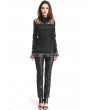 Pentagramme Black Long Sleeves Beading Gothic Blouse for Women