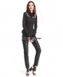 Pentagramme Black Long Sleeves Beading Gothic Blouse for Women