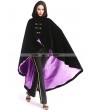 Pentagramme Black and Purple Gothic Female Woolen Long Hoodie Cape