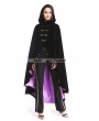 Pentagramme Black and Purple Gothic Female Woolen Long Hoodie Cape