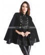 Pentagramme Black Vintage Gothic Double-Breasted Cape for Women