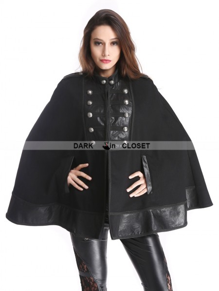 Pentagramme Black Vintage Gothic Double-Breasted Cape for Women ...