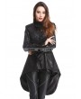 Pentagramme Black Gothic PU Leather Swallow Tail Jacket for Women