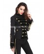 Pentagramme Black and Gold Gothic Military Uniform Short Jacket for Women