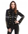 Pentagramme Black and Gold Gothic Military Uniform Short Jacket for Women