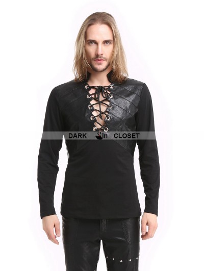 Pentagramme Black Gothic Warrior Long Sleeves T-Shirt for Men