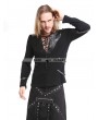 Pentagramme Black Gothic Punk Rivet Belt Long Sleeves T-Shirt for Men