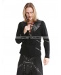 Pentagramme Black Gothic Punk Rivet Belt Long Sleeves T-Shirt for Men