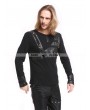 Pentagramme Black Gothic Button Long Sleeves T-Shirt for Men