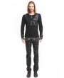 Pentagramme Black Gothic Button Long Sleeves T-Shirt for Men