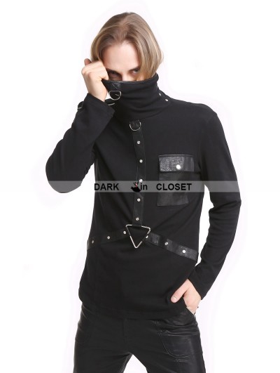 Pentagramme Black Gothic Punk High-Necked Shirt for Men