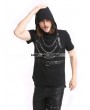 Pentagramme Black Gothic Punk Hooded Chain Short Sleeves Shirt for Men