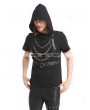 Pentagramme Black Gothic Punk Hooded Chain Short Sleeves Shirt for Men