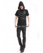 Pentagramme Black Gothic Punk Hooded Chain Short Sleeves Shirt for Men