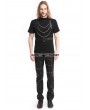 Pentagramme Black Gothic Punk Hooded Chain Short Sleeves Shirt for Men