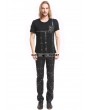 Pentagramme Black Gothic Punk Zipper Short Sleeves T-Shirt for Men