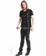 Pentagramme Black Gothic Punk Zipper Short Sleeves T-Shirt for Men