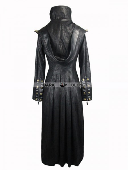 Devil Fashion Black Leather Gothic Punk Military Coat for Women ...