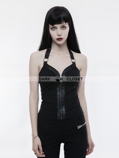 Punk Rave Black Gothic Punk Zipper Vest for Women