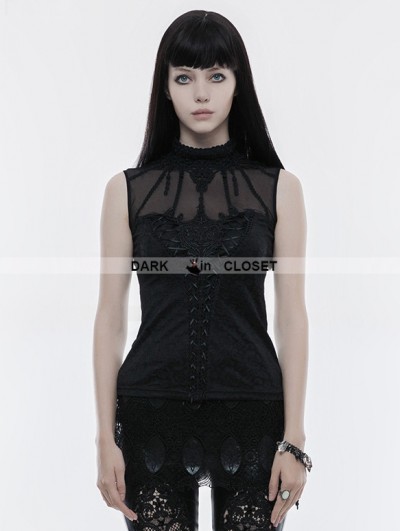 Punk Rave Black Gothic Gorgeous Sleeveless T-Shirt for Women
