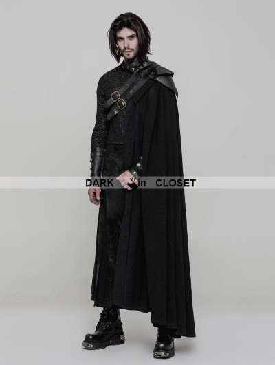 Punk Rave Black Gothic Uniform Long Cloak for Men