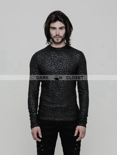 Punk Rave Black Gothic Pattern T-Shirt for Men